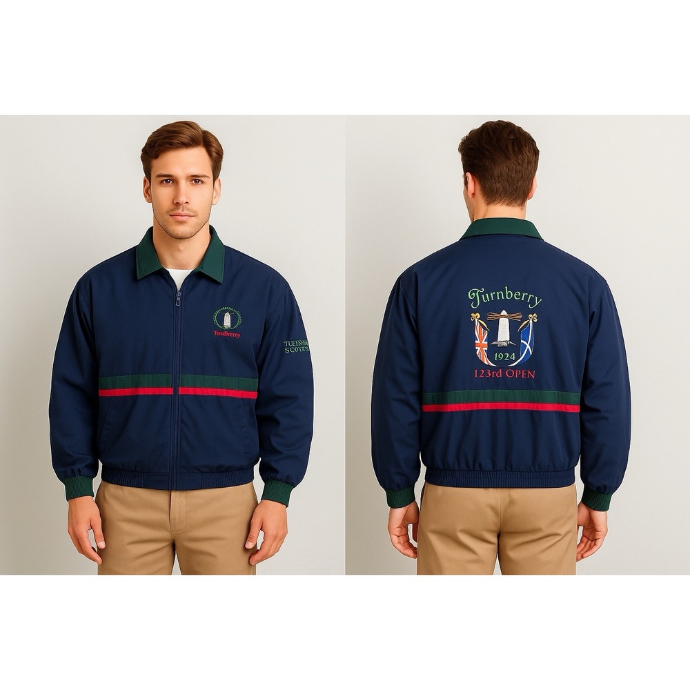 Vintage Turnberry Scotland Golf Windbreaker Embroidered Nylon Jacket Mens 2XL